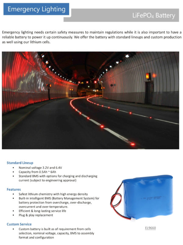 reemplazo 0.5Ah~6Ah de la batería de la luz de emergencia de la muestra de la salida de 3.2V 6.4V 6