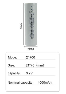 batería de linterna recargable de 21*70m m 21700 3,7 V Li Ion Battery 4800mah